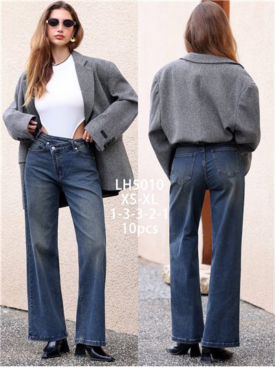 Jeans wide leg cintura cruzada 2