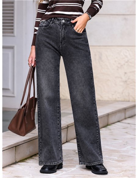 Jeans wide leg gris lavado