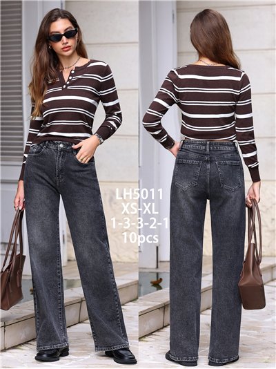 Jeans wide leg gris lavado 2