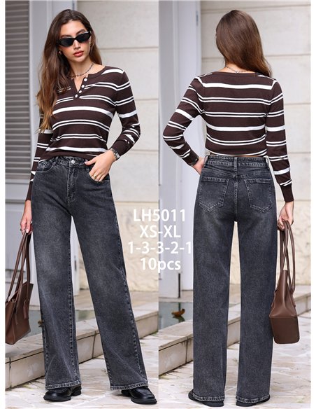 Jeans wide leg gris lavado