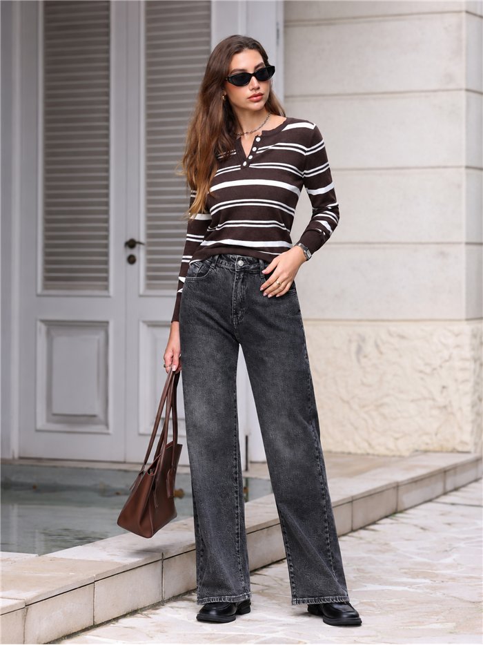 Jeans wide leg gris lavado