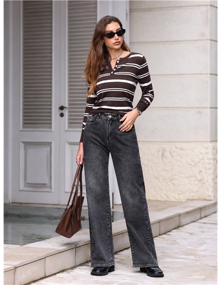 Jeans wide leg gris lavado