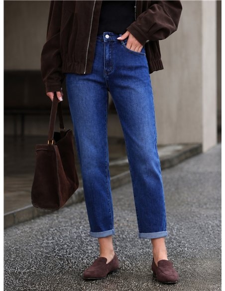Jeans mom fit bajo vuelto
