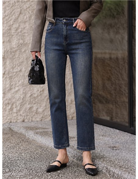 Jeans rectos cropped lavado vintage