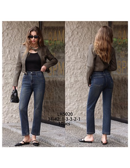 Jeans rectos cropped lavado vintage
