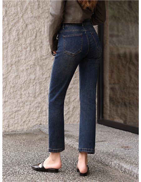 Jeans rectos cropped lavado vintage