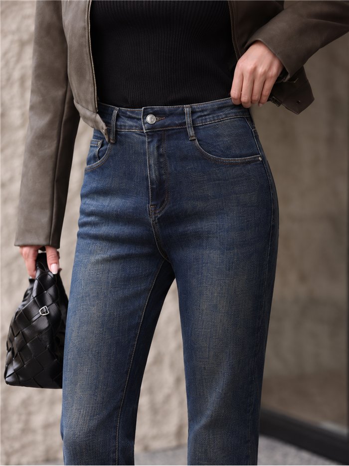 Jeans rectos cropped lavado vintage