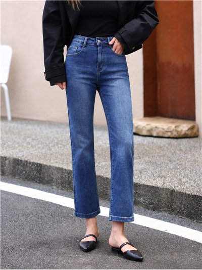 Jeans rectos cropped azul