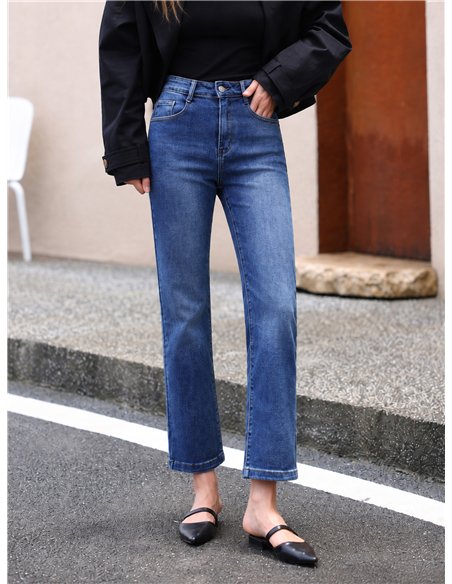 Jeans rectos cropped azul