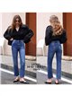 Jeans rectos cropped azul