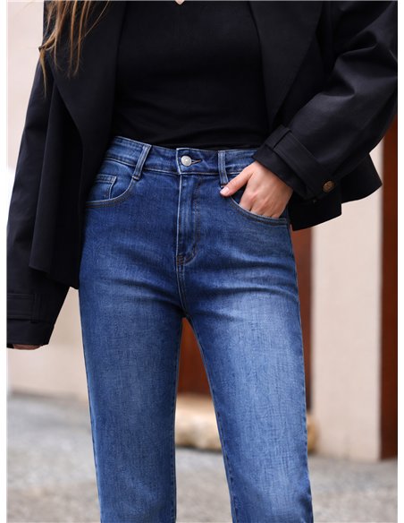 Jeans rectos cropped azul