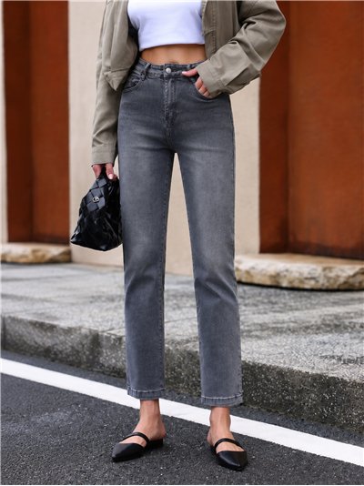 Jeans rectos cropped gris