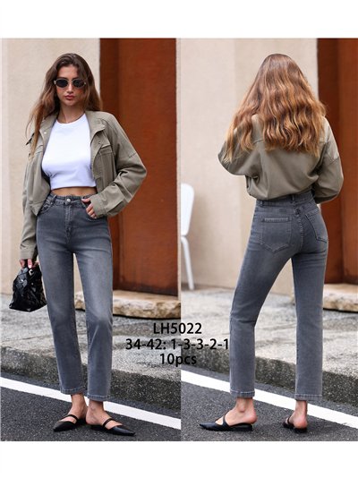 Jeans rectos cropped gris 2