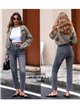 Grey cropped straight jeans