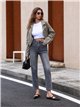Grey cropped straight jeans