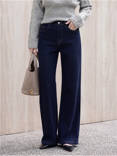 Jeans wide leg azul índigo