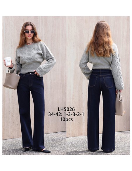 Jeans wide leg azul índigo