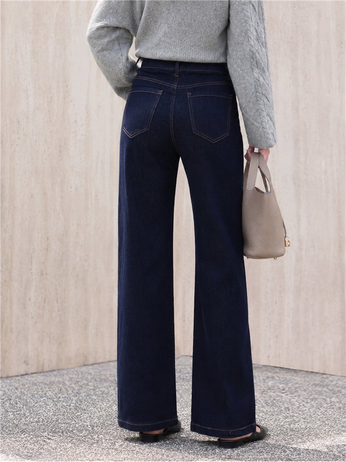 Jeans wide leg azul índigo