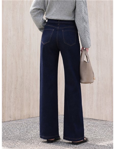 Jeans wide leg azul índigo