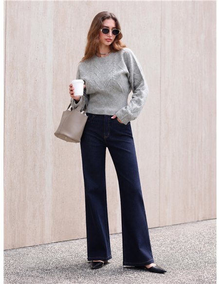Jeans wide leg azul índigo