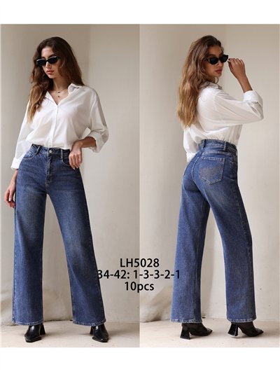 Jeans wide leg bolsillos strass 2