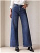 Jeans wide leg bolsillos strass