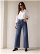 Jeans wide leg bolsillos strass
