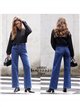 Jeans wide leg botones dorados