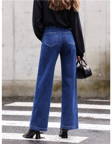 Jeans wide leg botones dorados