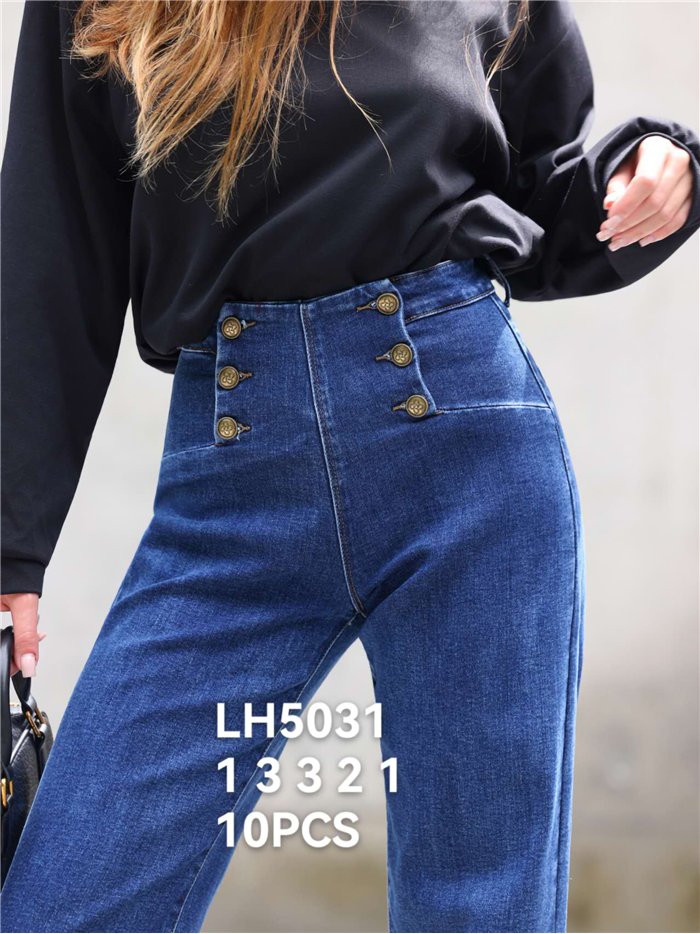Jeans wide leg botones dorados