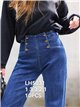 Jeans wide leg botones dorados