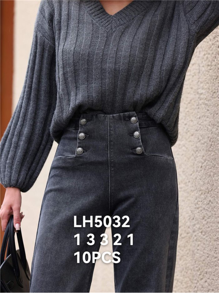 Jeans wide leg gris botones