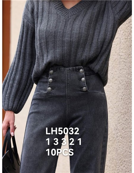 Jeans wide leg gris botones
