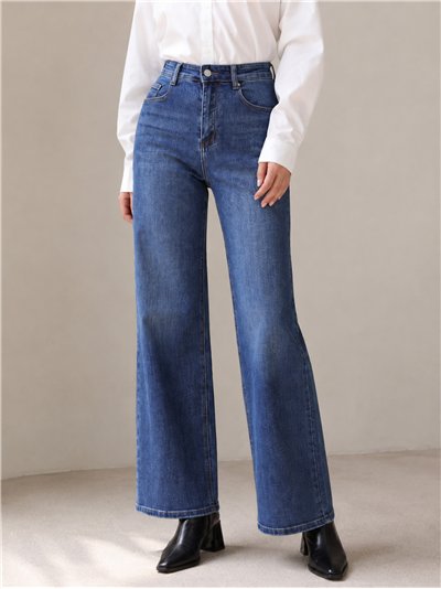 Jeans wide leg azul lavado
