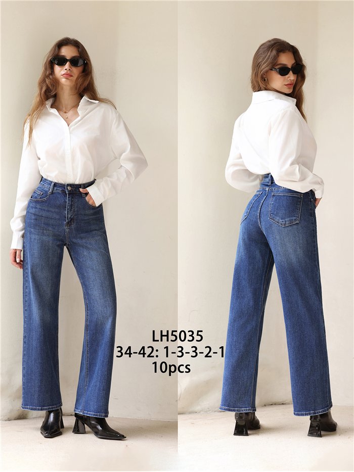 Jeans wide leg azul lavado