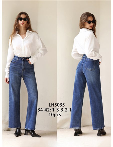 Jeans wide leg azul lavado