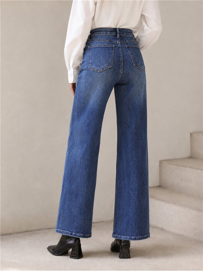 Jeans wide leg azul lavado