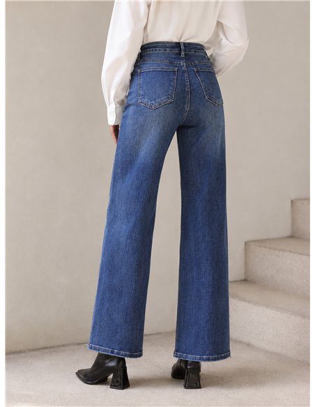 Jeans wide leg azul lavado