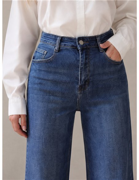 Jeans wide leg azul lavado