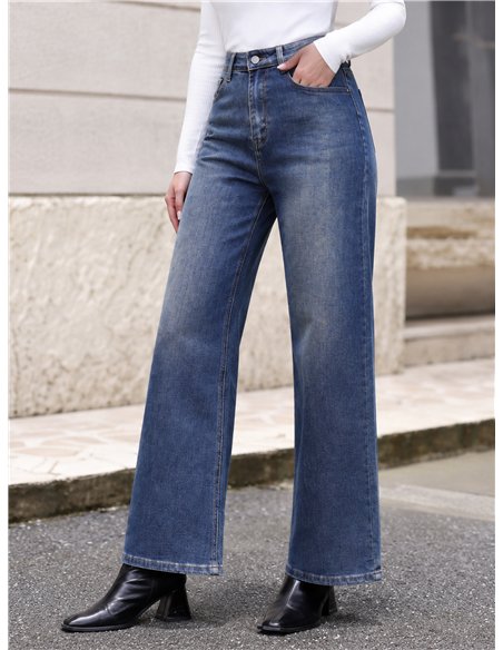 Jeans wide leg efecto vintage