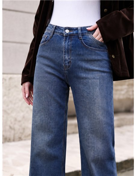 Jeans wide leg efecto vintage