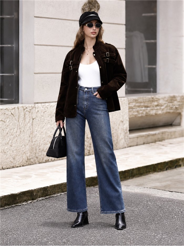 Jeans wide leg efecto vintage