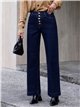 Jeans wide leg azul oscuro botones multicolor