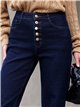 Jeans wide leg azul oscuro botones multicolor