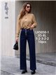 Jeans wide leg azul oscuro botones multicolor