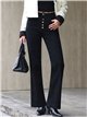 Jeans wide leg negros botones multicolor
