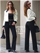 Jeans wide leg negros botones multicolor