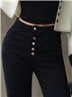 Jeans wide leg negros botones multicolor