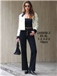 Jeans wide leg negros botones multicolor