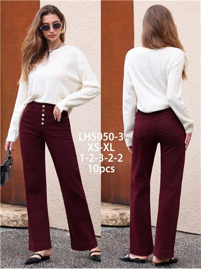 Jeans wide leg burdeos botones multicolor 2